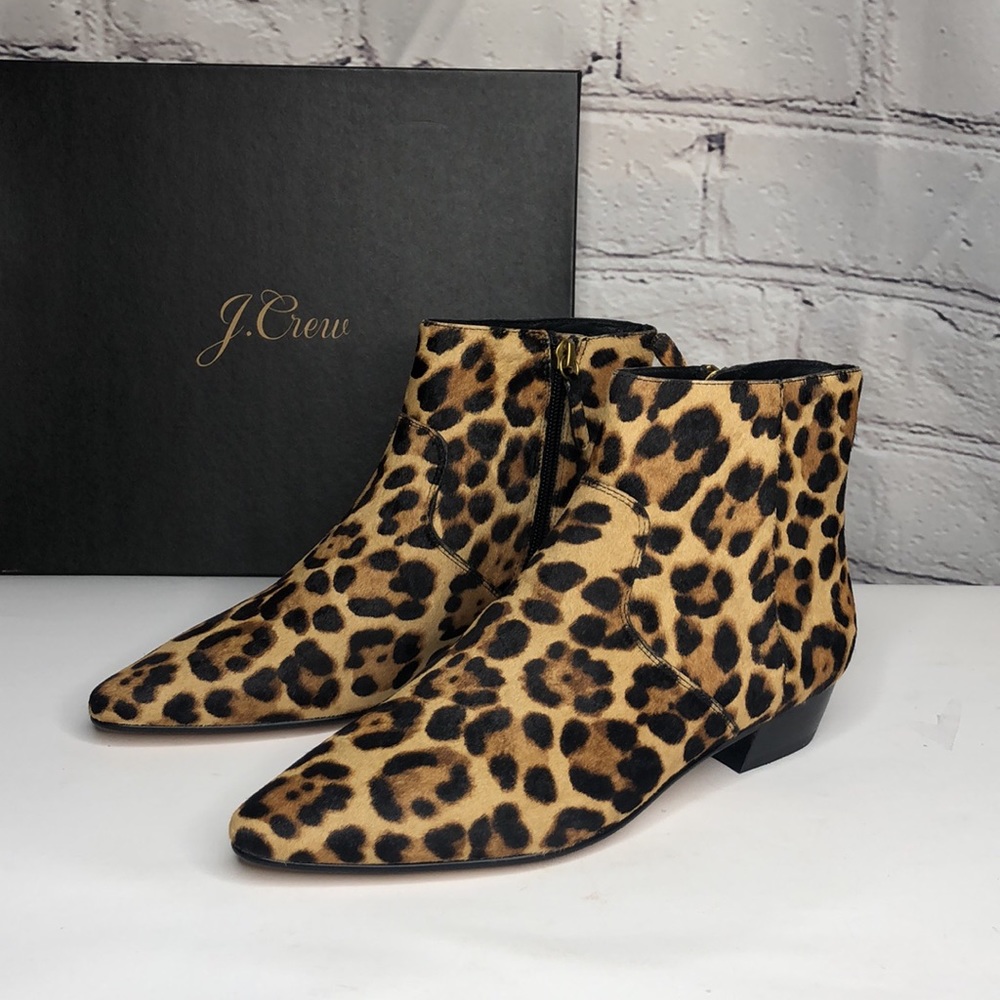 J. Crew Pointy-Toe Booties in Leopard Calf Hair - Size 7 - Picture 4 of 9